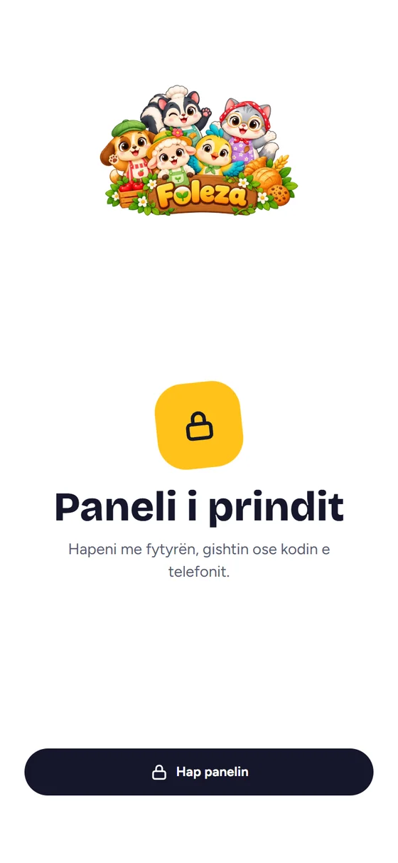 Kyçi i panelit të prindit, që hapet me fytyrën, gishtin ose kodin e telefonit